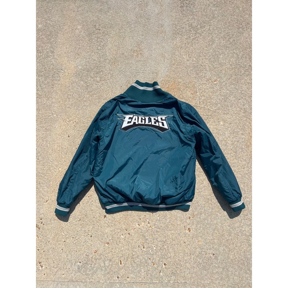 Vintage Philadelphia Eagles Reversible Bomber Jacket Mens XL Green Snap Button